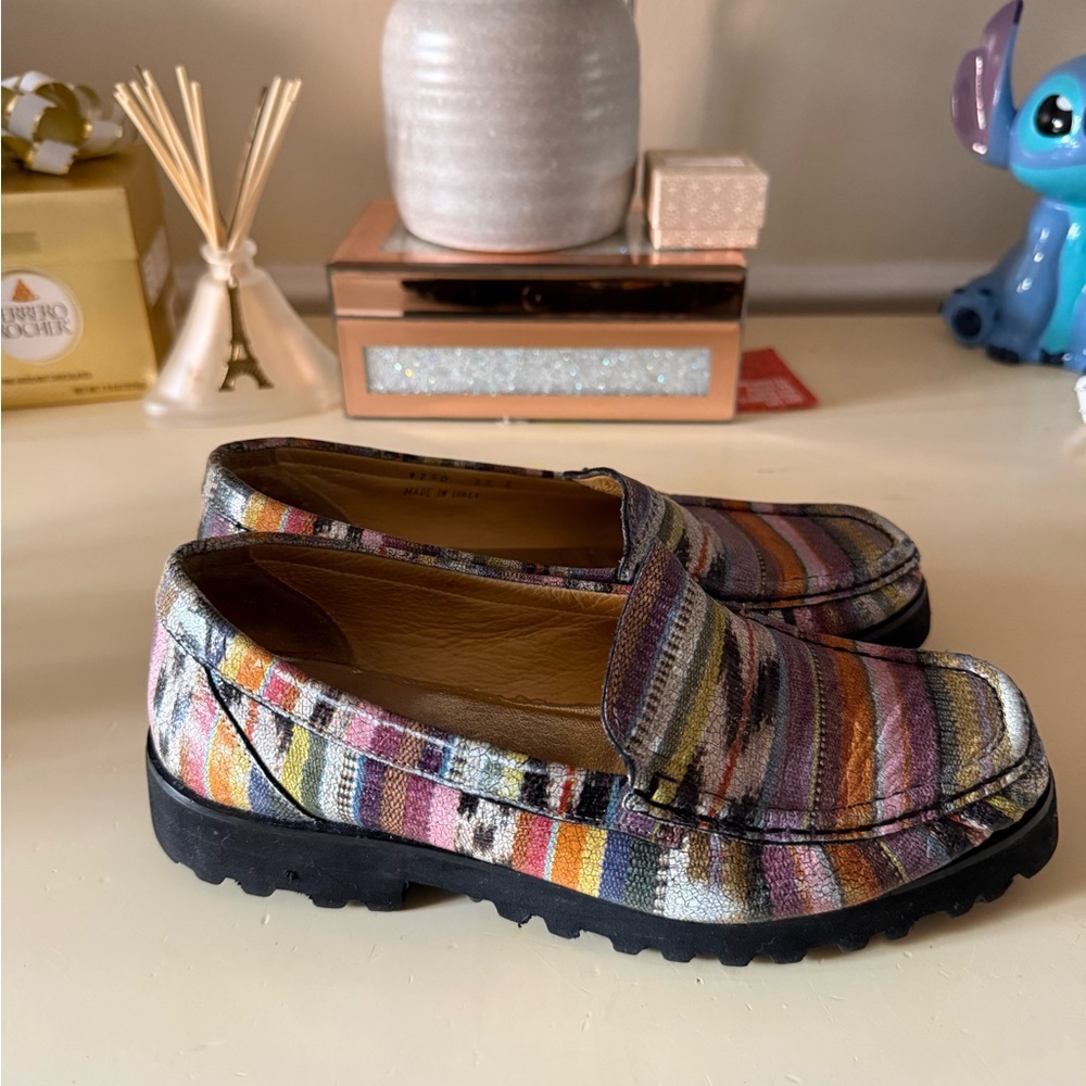 Multicolor Striped Women's Loafers